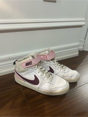 Nike Women’s High-Top Sneakers in White, Pink and Burgundy